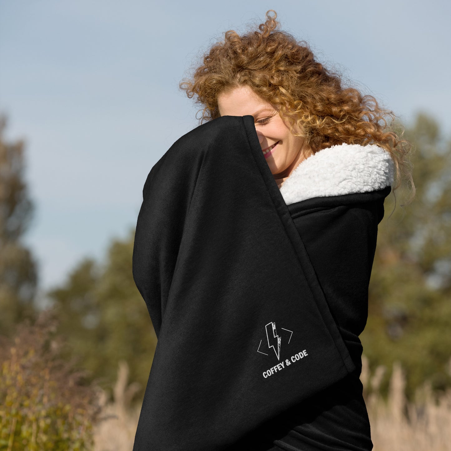Coffey & Code Embroidered Premium Sherpa Blanket