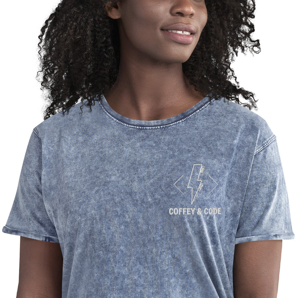Coffey & Code Embroidered Distressed T-Shirt
